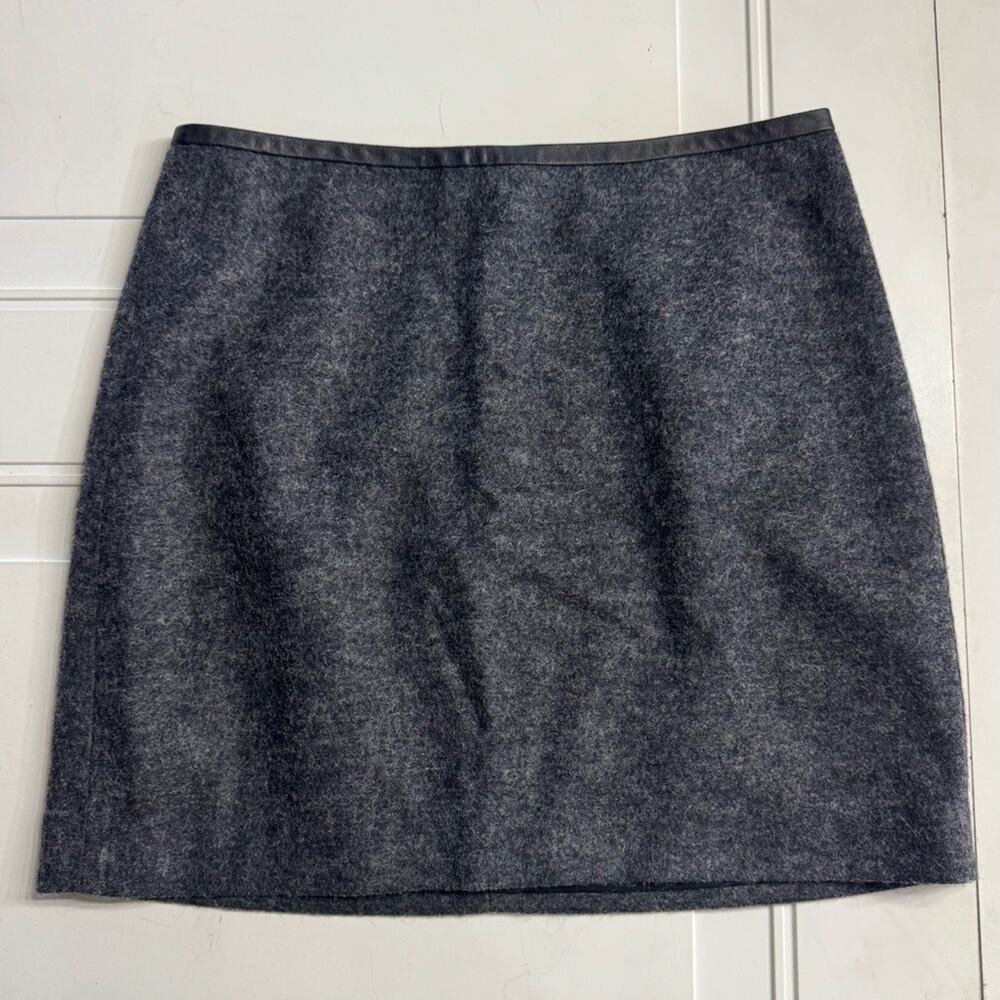 Madewell Womens Sz 0 Gray Wool Blend Leather Trim Mini Skirt